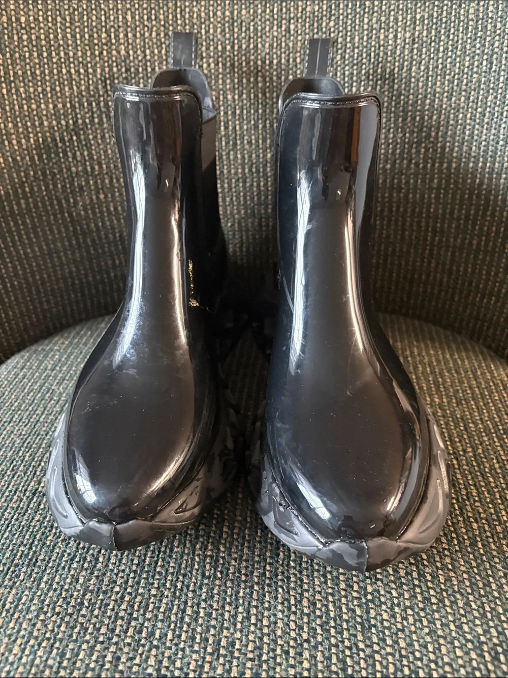Women’s Spring Step  Black Chelsea Rain Boots with Honeycomb Sole